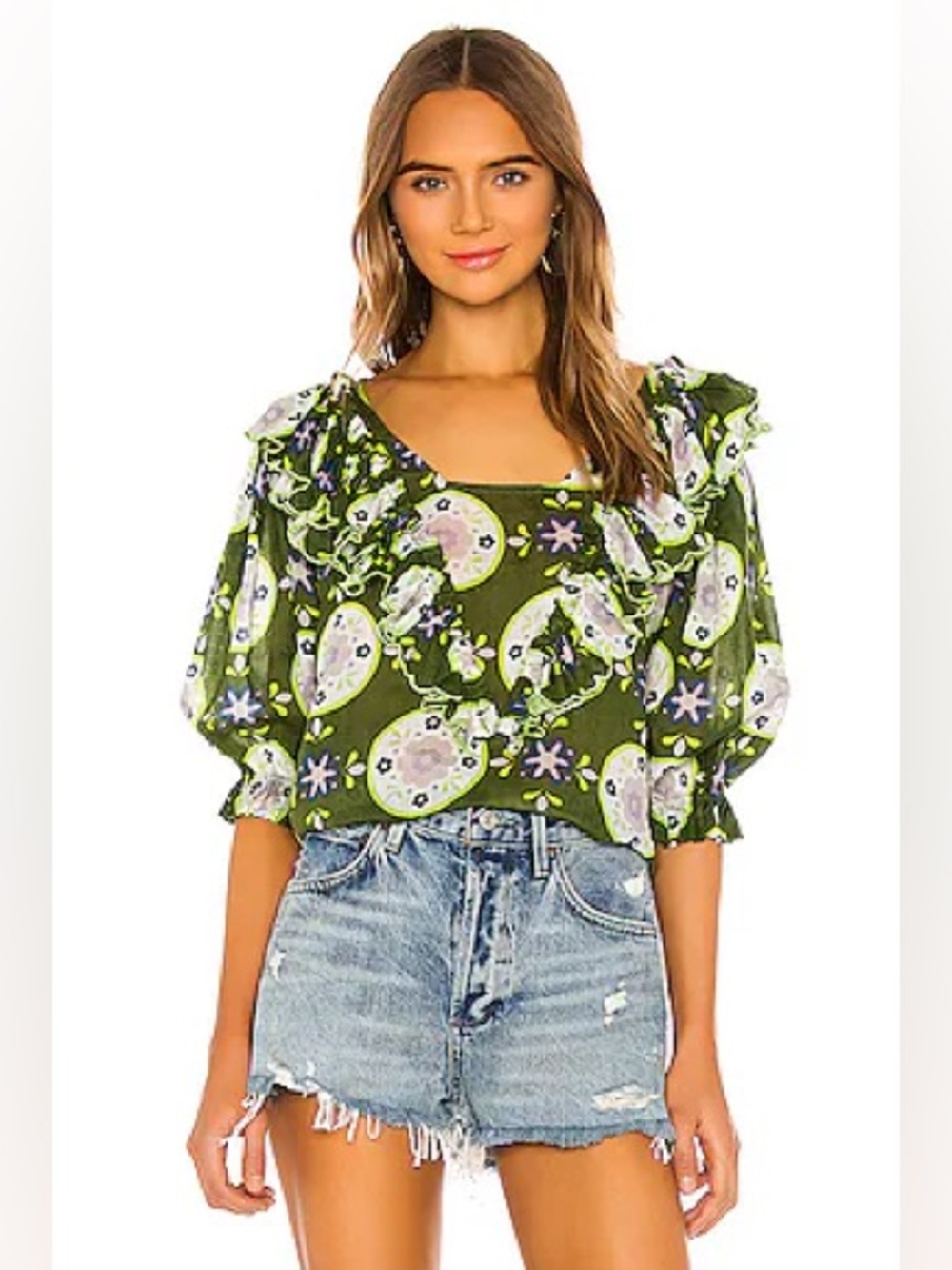 Innika Choo Hope Filthorts Blouse Top In green size 0